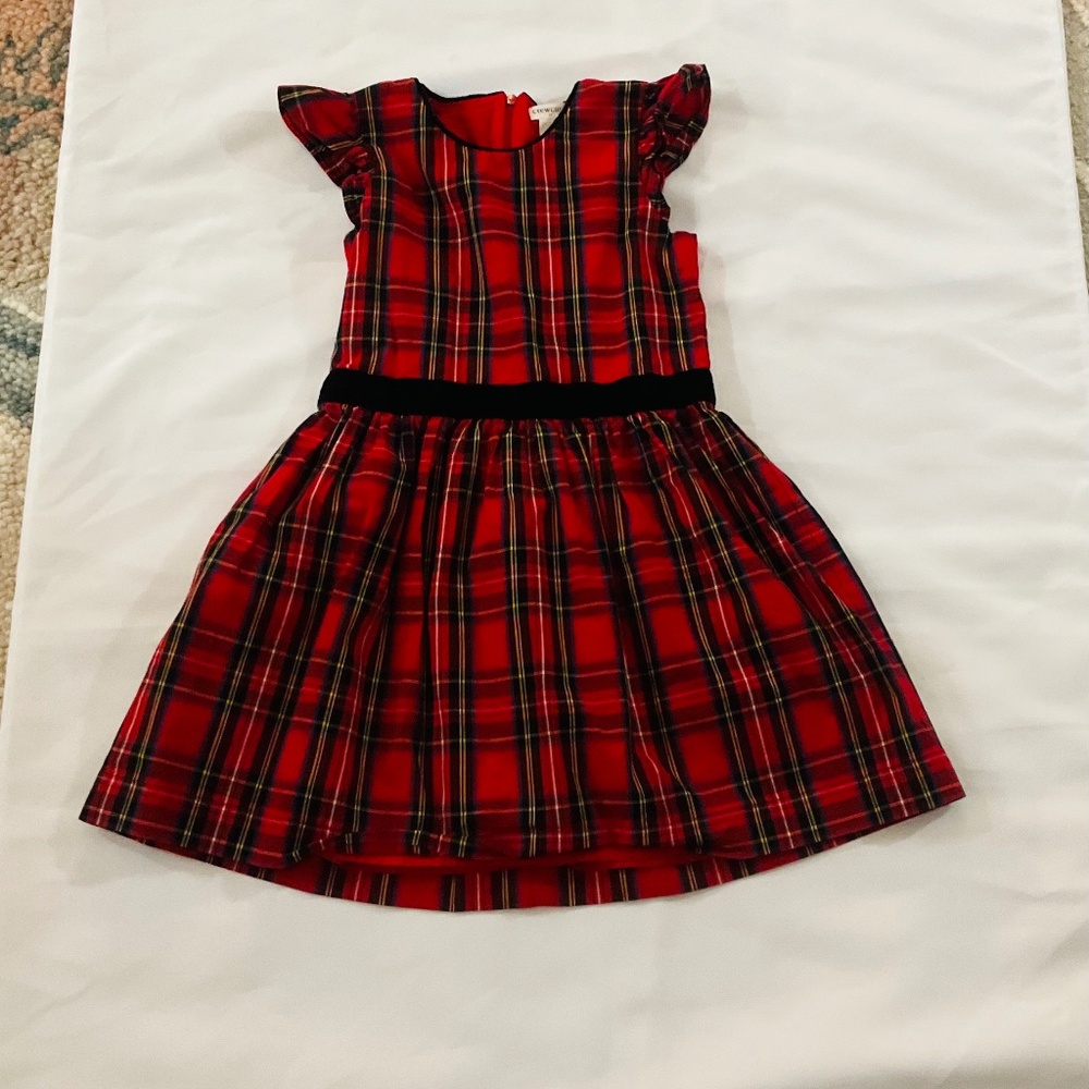 Crewcuts Vibrant Flutter Sleeve Red Tartan Plaid Dress Size 6 EUC